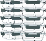 M MCIRCO 10-Pack 30oz Glass Meal Prep Containers with 2 Compartments