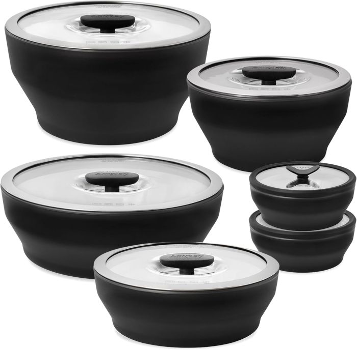 Anyday Onyx Collection 12-Piece Glass Food Storage with Glass Lids