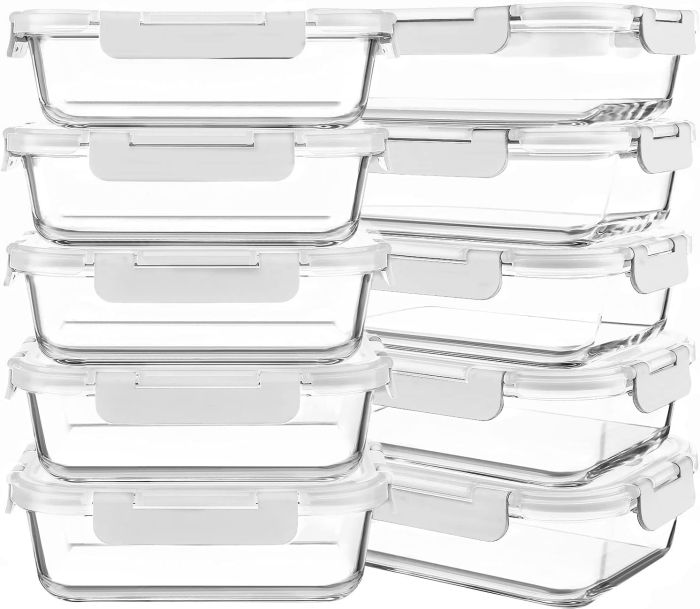 KOMUEE 10-Pack 30oz Glass Meal Prep Containers